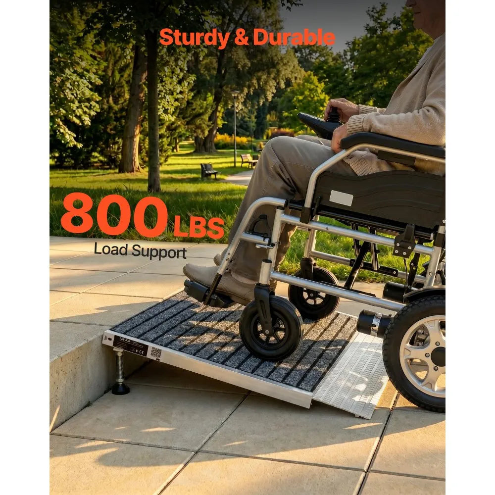 VEVOR Threshold Ramp for Doorways, 24 x 35.8 in, Platform Aluminum Wheelchair Ramp with Adjustable Height, Non-Slip Door Threshold Ramps, 800 lbs Load Capacity, for Home Steps, Wheelchairs, Walkers