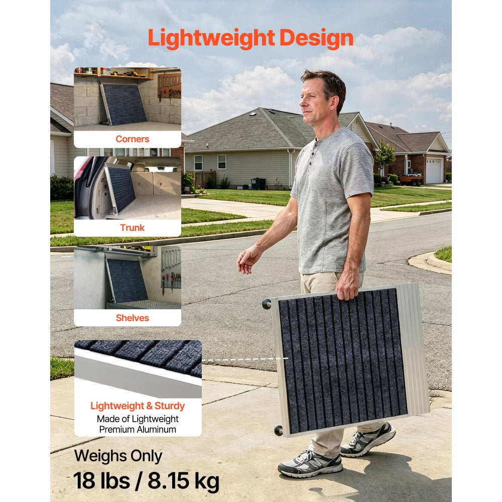 VEVOR Threshold Ramp for Doorways, 24 x 35.8 in, Platform Aluminum Wheelchair Ramp with Adjustable Height, Non-Slip Door Threshold Ramps, 800 lbs Load Capacity, for Home Steps, Wheelchairs, Walkers