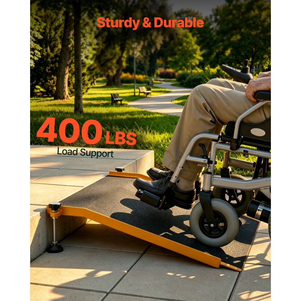 VEVOR Threshold Ramp for Doorways, 26.4 x 31.9 in, Platform Aluminum Wheelchair Ramp with Adjustable Height, Non-Slip Door Threshold Ramps, 400 lbs Load Capacity, for Home Steps, Wheelchairs, Walkers