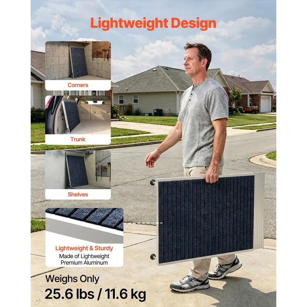 VEVOR Threshold Ramp for Doorways, 36 x 36 in, Platform Aluminum Wheelchair Ramp with Adjustable Height, Non-Slip Door Threshold Ramps, 700 lbs Load Capacity, for Home Steps, Wheelchairs, Walkers