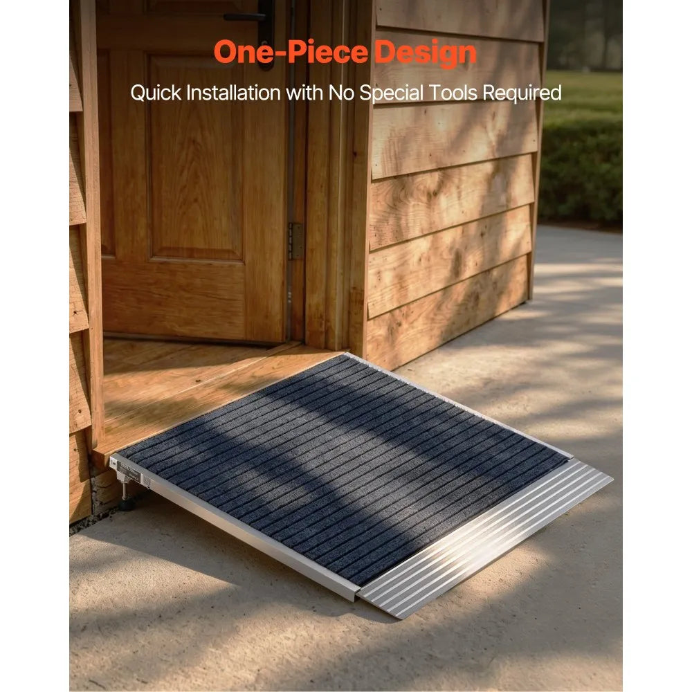 VEVOR Threshold Ramp for Doorways, 36 x 36 in, Platform Aluminum Wheelchair Ramp with Adjustable Height, Non-Slip Door Threshold Ramps, 700 lbs Load Capacity, for Home Steps, Wheelchairs, Walkers