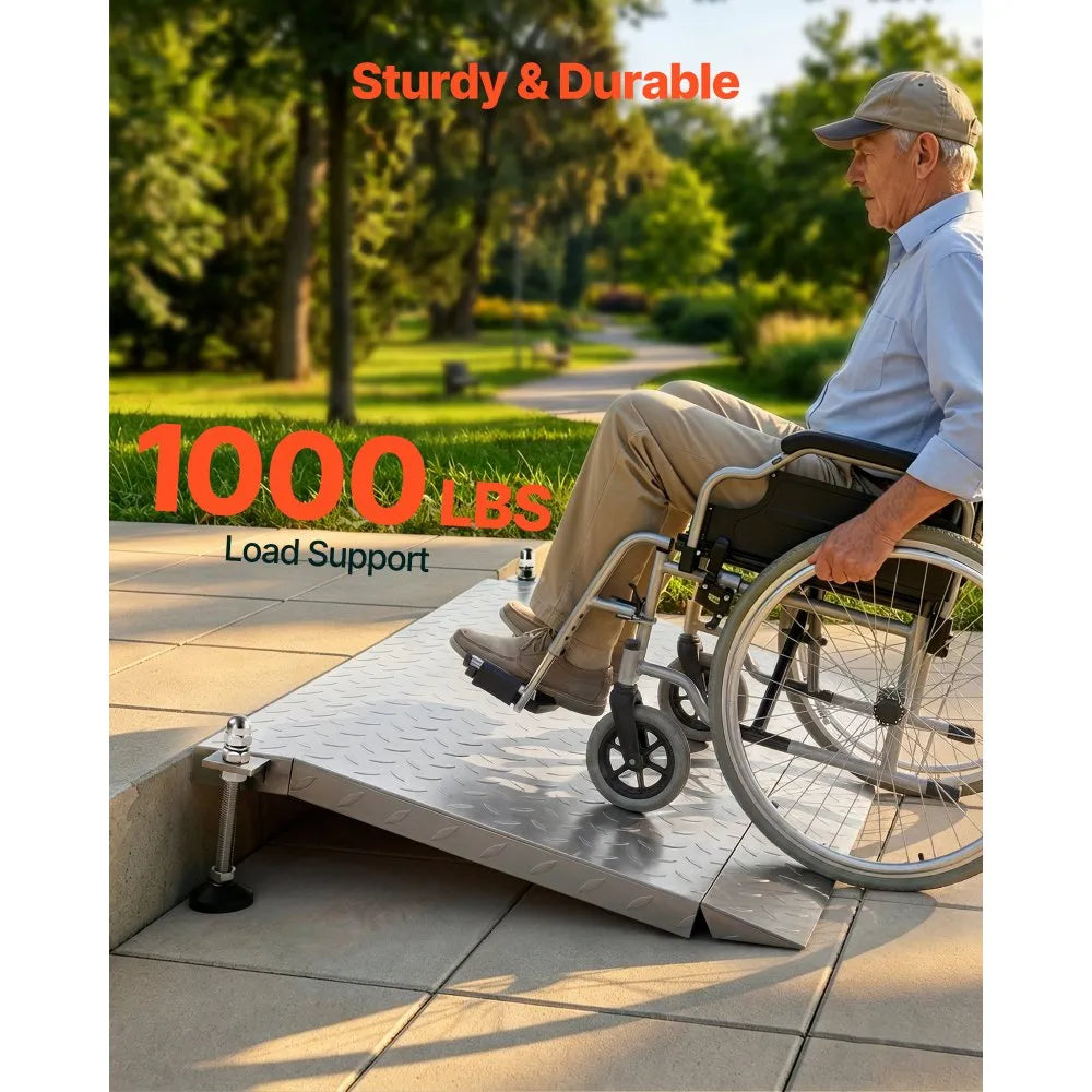 Vevor Threshold Ramp Adjustable Height Aluminum Doorway Wheelchair Ram ...