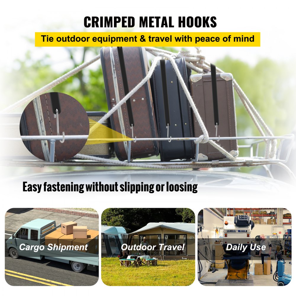 VEVOR Rubber Bungee Cords, 53 Pack 31\" Long, Weatherproof EPDM Rubber Tie Down Straps with Crimped S Hooks, Heavy Duty Outdoor Tarp Straps for Securing Flatbed Trailers, Canvases, Cargo, and More