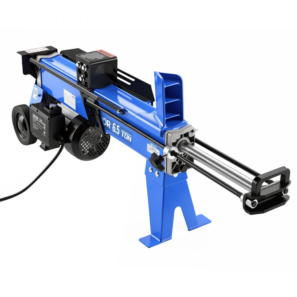 VEVOR Electric Log Splitter 6.5 Ton 15 Amp 1.98 HP Motor Wood Splitter, for Home Yard Forestry Harvesting, Kindling Cutting, 3400 RPM Portable Firewood Splitting Machine with Hydraulic Ram & Wheels