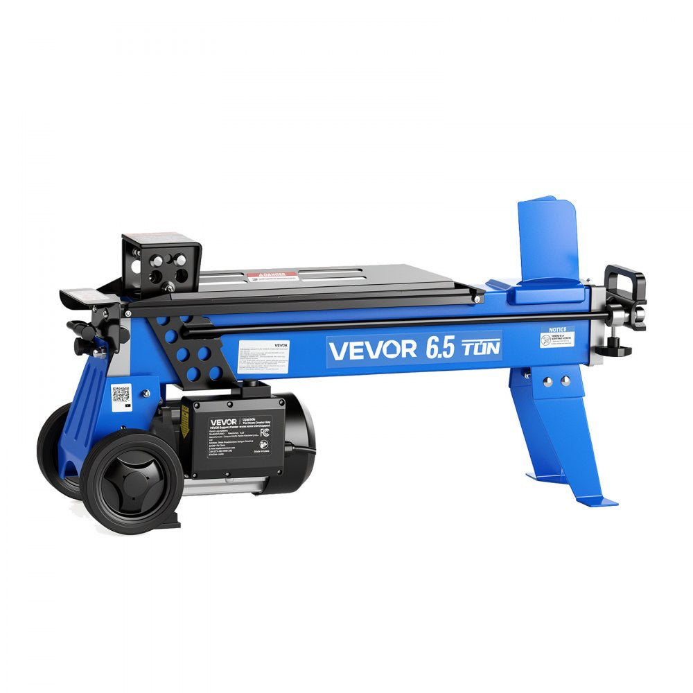 VEVOR Electric Log Splitter 6.5 Ton 15 Amp 1.98 HP Motor Wood Splitter, for Home Yard Forestry Harvesting, Kindling Cutting, 3400 RPM Portable Firewood Splitting Machine with Hydraulic Ram & Wheels