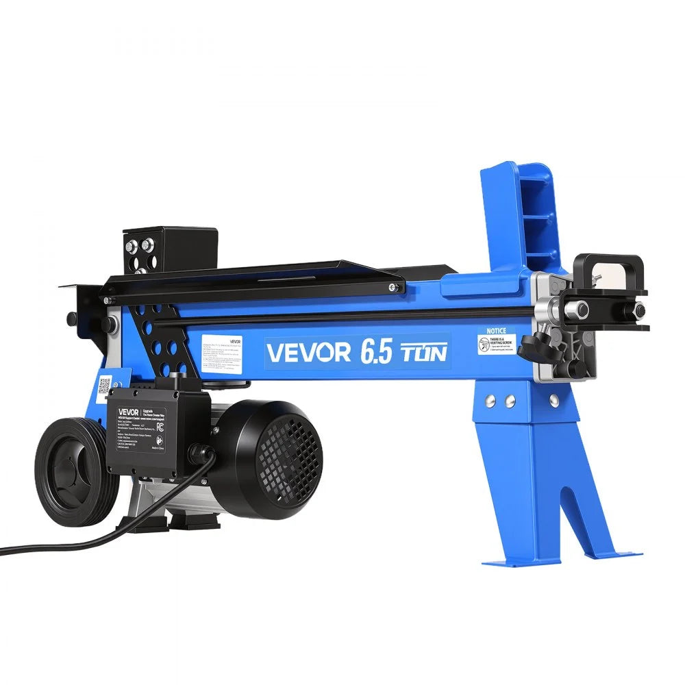 VEVOR Electric Log Splitter 6.5 Ton 15 Amp 1.98 HP Motor Wood Splitter, for Home Yard Forestry Harvesting, Kindling Cutting, 3400 RPM Portable Firewood Splitting Machine with Hydraulic Ram & Wheels