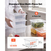 VEVOR 6-Pack Polycarbonate Food Pans, 1/2 Size, 6" Deep, with Lid, Clear, for Restaurants, Buffets and Salad Bars, Commercial Food Storage Containers, Dishwasher Compatible, Stackable, Scale Markings