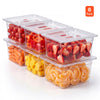 VEVOR 6-Pack Polycarbonate Food Pans, 1/2 Size, 6" Deep, with Lid, Clear, for Restaurants, Buffets and Salad Bars, Commercial Food Storage Containers, Dishwasher Compatible, Stackable, Scale Markings