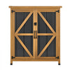 VEVOR Outdoor Storage Shed, 33.86" x 37.4" Wood & Metal Garden Tool Shed with Lockable Doors & Sloped Roof, Waterproof Outside Storage Cabinet with Shelf & Floor for Backyard Patio Lawn, Black/Brown
