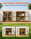 VEVOR Outdoor Storage Shed, 33.86" x 37.4" Wood & Metal Garden Tool Shed with Lockable Doors & Sloped Roof, Waterproof Outside Storage Cabinet with Shelf & Floor for Backyard Patio Lawn, Black/Brown