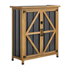 VEVOR Outdoor Storage Shed, 33.86" x 37.4" Wood & Metal Garden Tool Shed with Lockable Doors & Sloped Roof, Waterproof Outside Storage Cabinet with Shelf & Floor for Backyard Patio Lawn, Black/Brown