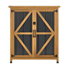 VEVOR Outdoor Storage Shed, 33.86" x 37.4" Wood & Metal Garden Tool Shed with Lockable Doors & Sloped Roof, Waterproof Outside Storage Cabinet with Shelf & Floor for Backyard Patio Lawn, Black/Brown
