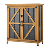VEVOR Outdoor Storage Shed, 33.86" x 37.4" Wood & Metal Garden Tool Shed with Lockable Doors & Sloped Roof, Waterproof Outside Storage Cabinet with Shelf & Floor for Backyard Patio Lawn, Black/Brown