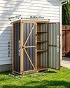 VEVOR Outdoor Storage Shed, 46.06" x 62.99" Wood & Metal Garden Tool Shed with Lockable Doors & Sloped Roof, Waterproof Outside Storage Cabinet with Shelves/Floor for Backyard Patio Lawn, Black/Brown