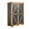 VEVOR Outdoor Storage Shed, 46.06" x 62.99" Wood & Metal Garden Tool Shed with Lockable Doors & Sloped Roof, Waterproof Outside Storage Cabinet with Shelves/Floor for Backyard Patio Lawn, Black/Brown