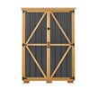 VEVOR Outdoor Storage Shed, 46.06" x 62.99" Wood & Metal Garden Tool Shed with Lockable Doors & Sloped Roof, Waterproof Outside Storage Cabinet with Shelves/Floor for Backyard Patio Lawn, Black/Brown