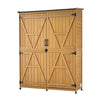 VEVOR Outdoor Storage Shed, 49.41" x 63.98" Wood Garden Tool Shed with Lockable Doors & Sloped Roof, Waterproof Outside Storage Cabinet with Shelves & Floor Included for Backyard Patio Lawn, Brown