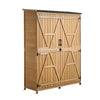 VEVOR Outdoor Storage Shed, 49.41" x 63.98" Wood Garden Tool Shed with Lockable Doors & Sloped Roof, Waterproof Outside Storage Cabinet with Shelves & Floor Included for Backyard Patio Lawn, Brown