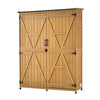 VEVOR Outdoor Storage Shed, 49.41" x 63.98" Wood Garden Tool Shed with Lockable Doors & Sloped Roof, Waterproof Outside Storage Cabinet with Shelves & Floor Included for Backyard Patio Lawn, Brown