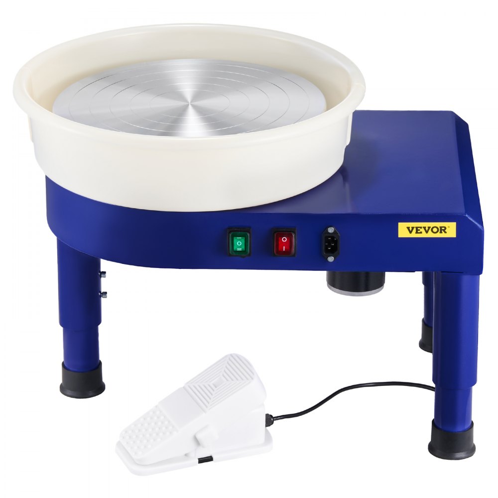 VEVOR Pottery Wheel, 14 in Ceramic Wheel Forming Machine, 60-300 RPM Adjustable Speed with Foot Pedal Control, Detachable Basin, Adjustable Lift Leg, Complete Accessories for Home Pottery, DIY, Blue