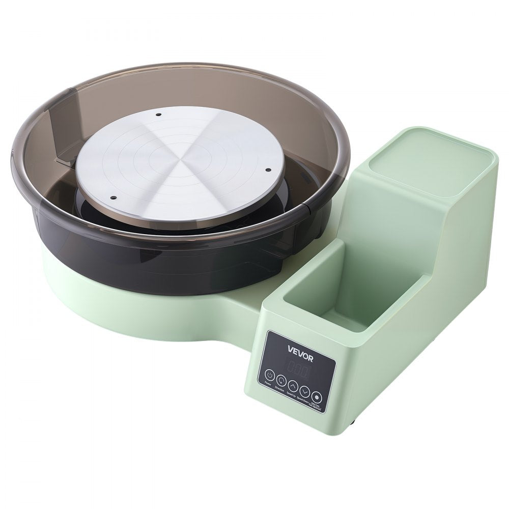 VEVOR Pottery Wheel for Adults, 14" and 11" Turntables, 450W Electric Table Top Pottery Wheel with Foot Pedal, 30-300 RPM Adjustable Speed, Detachable Basin, for Beginners, DIY Clay Art Craft, Green