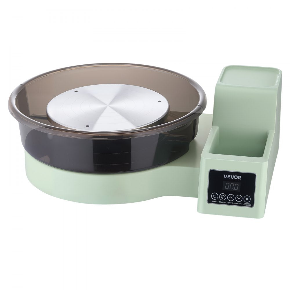 VEVOR Pottery Wheel for Adults, 14" and 11" Turntables, 450W Electric Table Top Pottery Wheel with Foot Pedal, 30-300 RPM Adjustable Speed, Detachable Basin, for Beginners, DIY Clay Art Craft, Green