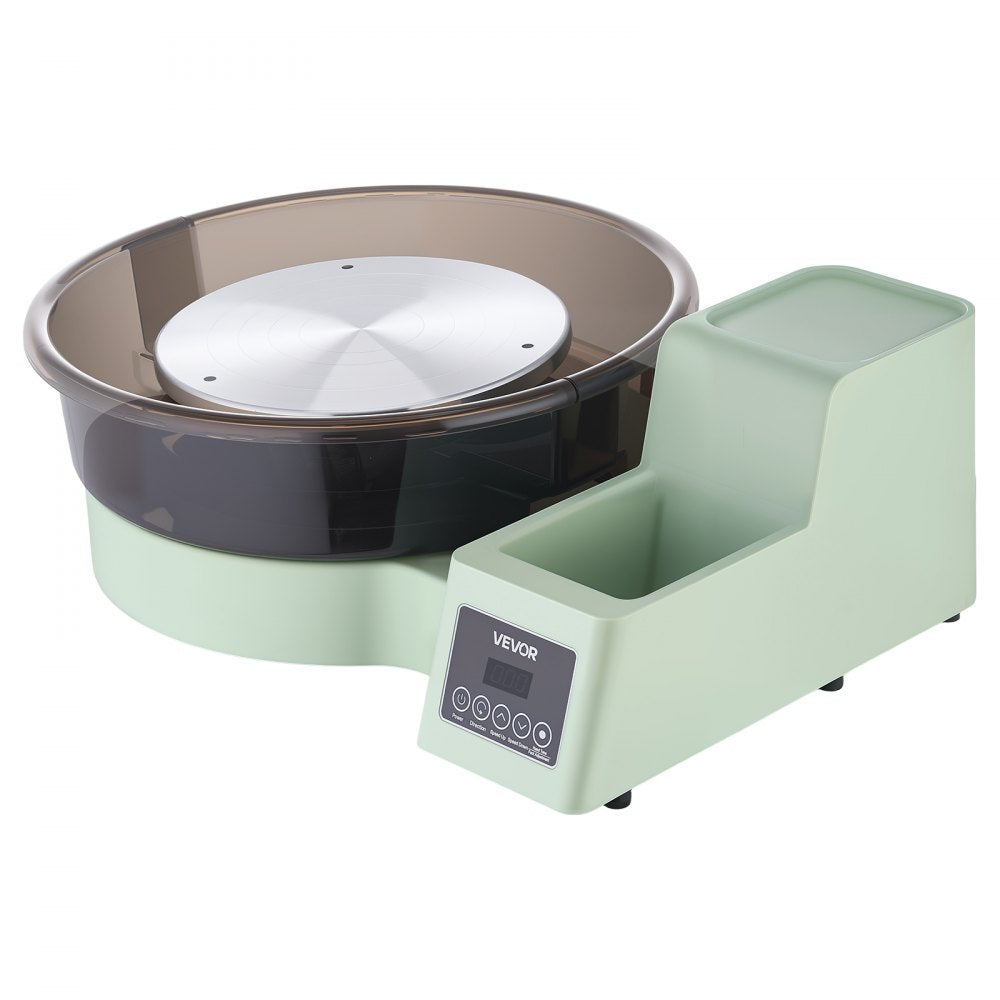 VEVOR Pottery Wheel for Adults, 14" and 11" Turntables, 450W Electric Table Top Pottery Wheel with Foot Pedal, 30-300 RPM Adjustable Speed, Detachable Basin, for Beginners, DIY Clay Art Craft, Green