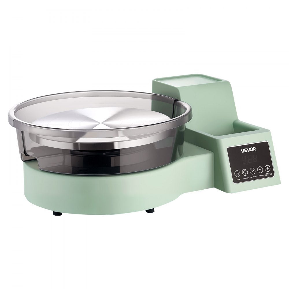 VEVOR Pottery Wheel for Adults, 11" Aluminum Turntable, 450W Electric Table Top Pottery Wheel with Foot Pedal, 30-300 RPM Adjustable Speed, Detachable Basin, for Beginners, DIY Clay Art Craft, Green