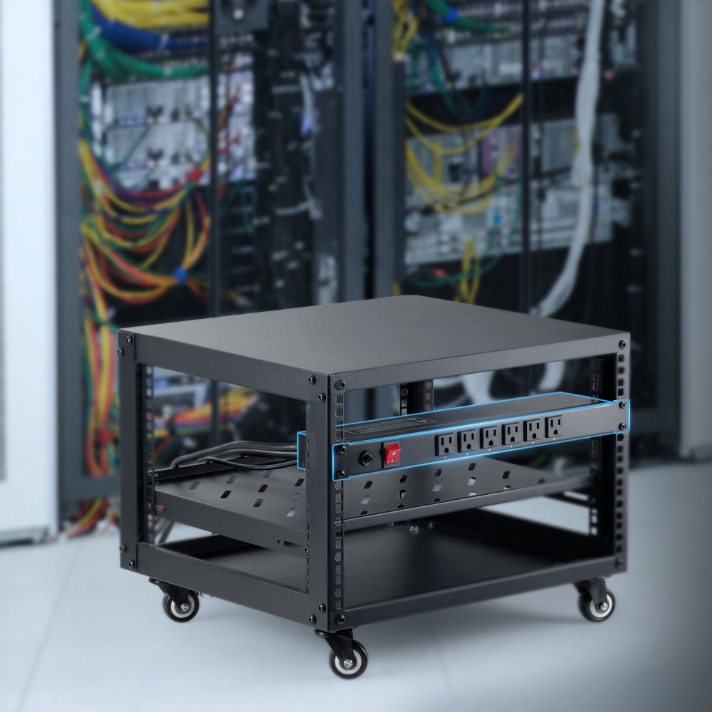 VEVOR 1U PDU, 12 Outlets, Rack Mount Power Strip Fits Standard 19" Server Racks, with Integrated Switch Surge Protection & Overload Protection, 110-125V/15A, Ideal for Home and Office