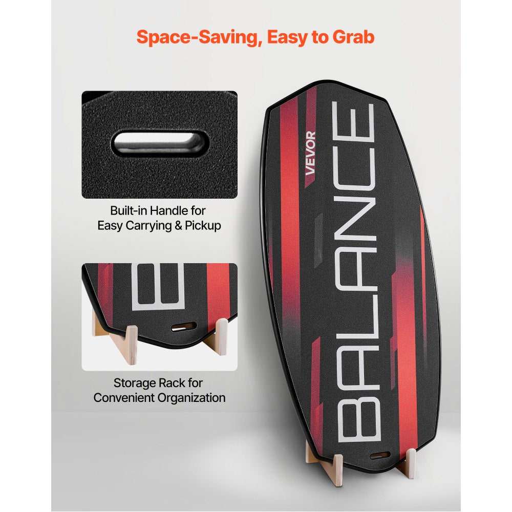 VEVOR Balance Board, 3-Level Height Adjustable Wobble Board Trainer for Adults, Premium Wooden Balance Training Equipment, with Roller, Magnetic Stoppers, Storage Rack, for Core Workouts, Surf Trainer