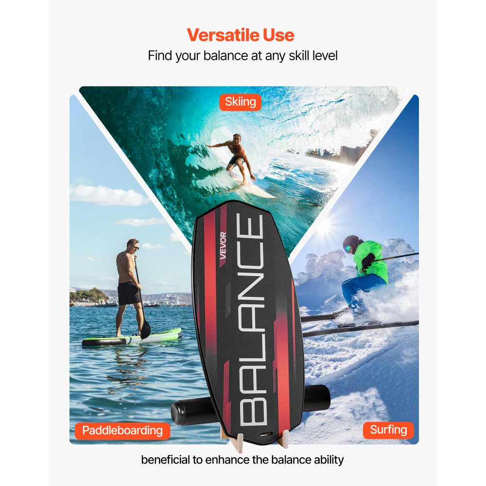 VEVOR Balance Board, 3-Level Height Adjustable Wobble Board Trainer for Adults, Premium Wooden Balance Training Equipment, with Roller, Magnetic Stoppers, Storage Rack, for Core Workouts, Surf Trainer