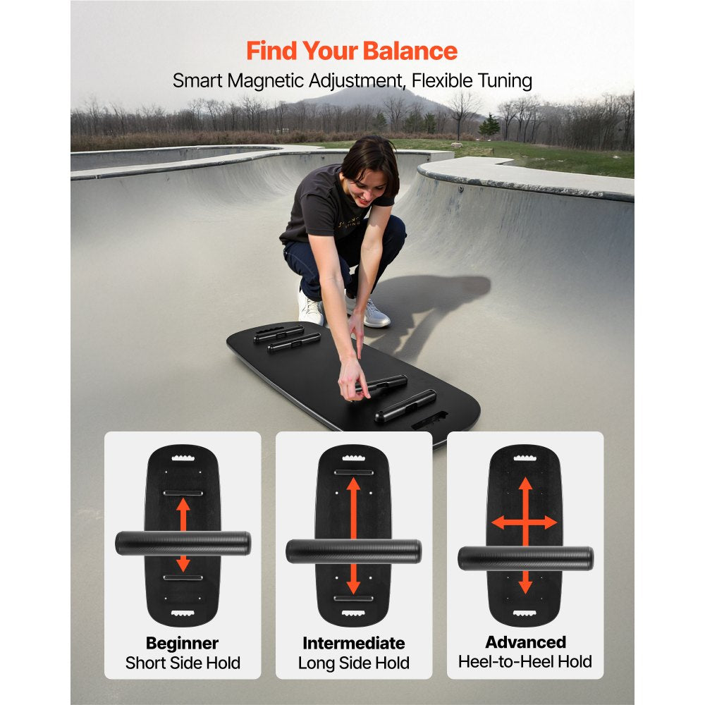 VEVOR Balance Board, 2-in-1 Wobble Board Trainer for Adults, Premium Wooden Balance Training Equipment, with Roller, Magnetic Stoppers, Storage Rack, for Core Workouts, Surf Trainer & Physical Therapy