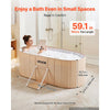 VEVOR Portable Foldable Bathtub 59.1"x23.6"x19.7" Soaking for Adults Beige, for Bathroom Shower Stall, 5-Layer Insulation, Space Saving, Family Hot SPA Ice Bath Tub with 2 Drain Ports, Indoor Outdoor