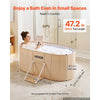 VEVOR Portable Foldable Bathtub 47.2"x23.6"x19.7" Soaking for Adults Beige, for Bathroom Shower Stall, 5-Layer Insulation, Space Saving, Family Hot SPA Ice Bath Tub with 2 Drain Ports, Indoor Outdoor
