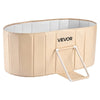 VEVOR Portable Foldable Bathtub 47.2"x23.6"x19.7" Soaking for Adults Beige, for Bathroom Shower Stall, 5-Layer Insulation, Space Saving, Family Hot SPA Ice Bath Tub with 2 Drain Ports, Indoor Outdoor