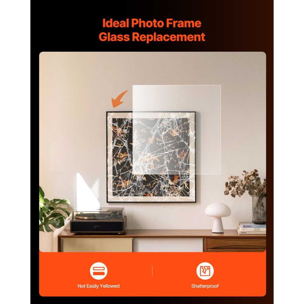 VEVOR PET/Plexiglass Sheets, 5-Pack Plastic Sheet, 24 x 36 Inch 0.04 Inch Thick Transparent Clear Flexible Plastic Panels for Craft, Replacement Picture Frame Glass, DIY Display Project, Easy to Cut