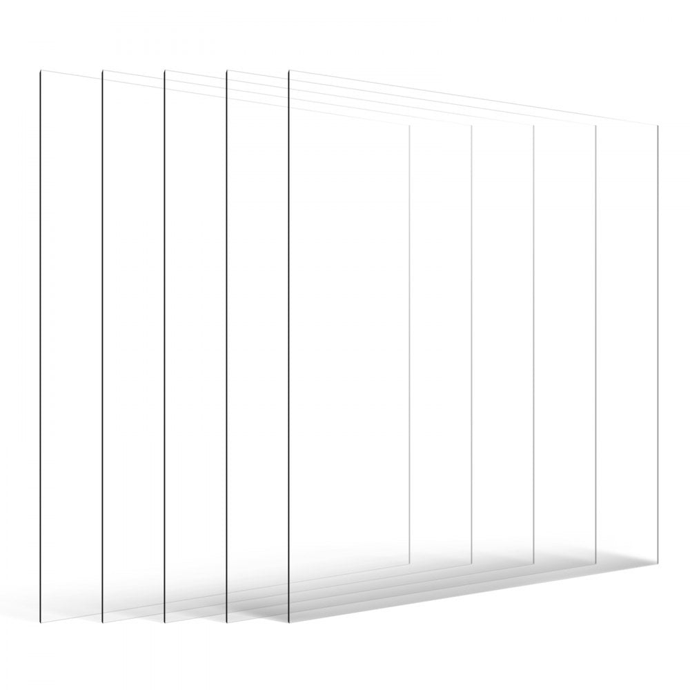 VEVOR PET/Plexiglass Sheets, 5-Pack Plastic Sheet, 24 x 36 Inch 0.04 Inch Thick Transparent Clear Flexible Plastic Panels for Craft, Replacement Picture Frame Glass, DIY Display Project, Easy to Cut
