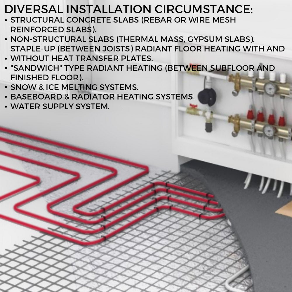 VEVOR Oxygen Barrier PEX Tubing - 1/2 Inch X 500 Feet Tube Coil - EVOH PEX-B Pipe for Residential Commercial Radiant Floor Heating Pex Pipe (1/2" O2-Barrier, 500Ft/Red)