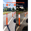 VEVOR Traffic Cones Delineator Posts, 42 Inch 12-Pack Orange Safety Post Cones with 11.8" x 11.8" Weighted Base & Reflective Strips for Parking Lots, Traffic Control, Road Safety, Construction Zones