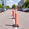 VEVOR Traffic Cones Delineator Posts, 42 Inch 3-Pack Orange Safety Post Cones with 11.8" x 11.8" Weighted Base & Reflective Strips for Parking Lots, Traffic Control, Road Safety, Construction Zones