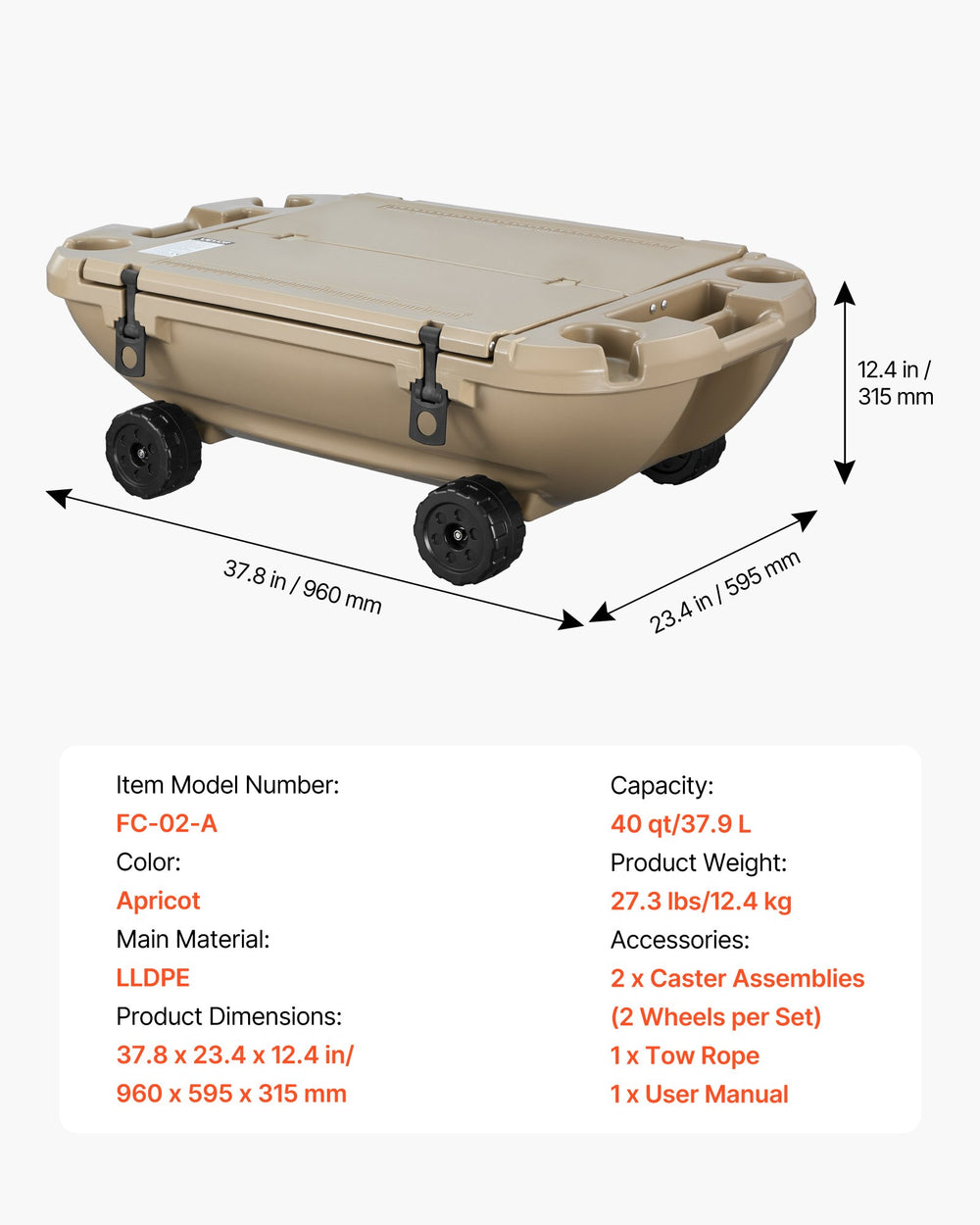 VEVOR Floating Cooler 40 QT (Apricot) - image 6