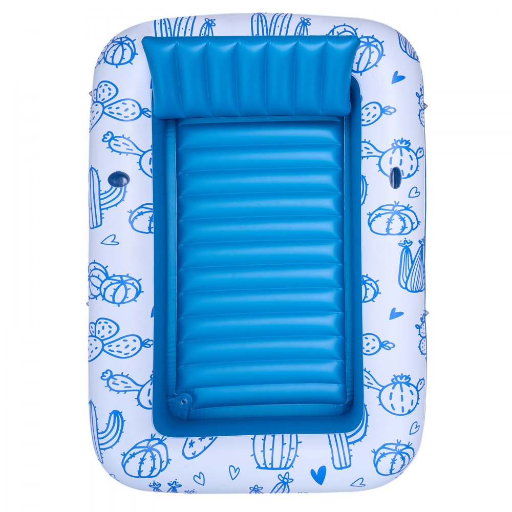 VEVOR Inflatable Pool Float with UPF 50+ Canopy, 82" x 55" Large Tanning Pool Floating Lounger for Adults, 550LBS Capacity Sunbathing Lounger Floaties with Pillow, Phone & Cup Holder for Water Fun