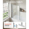VEVOR Bathtub Shower Door 47" W x 55" H Semi-Frameless Bi-Fold Tub Door, 1/4" Clear Tempered Glass, Easy-Clean Nano Coating, 180° Folding, Adjustable Sealing Strip, for Home Bathroom Tub, Silver