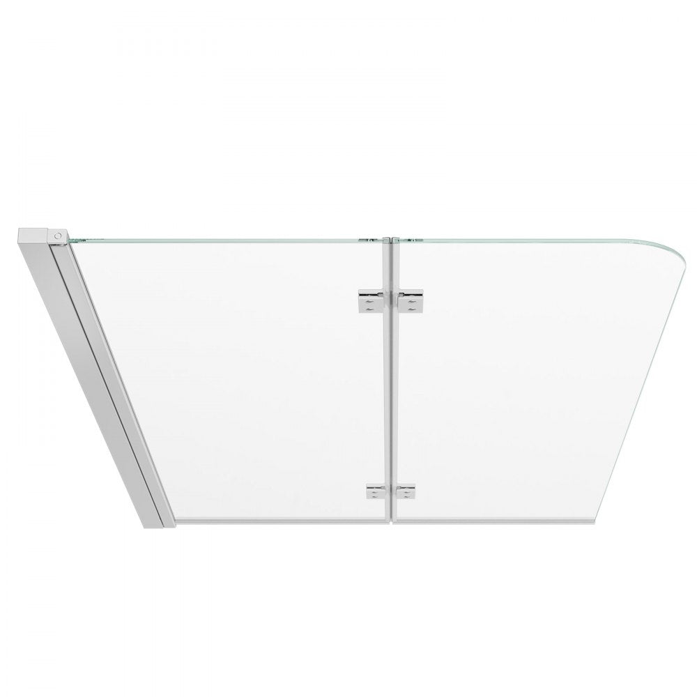 VEVOR Bathtub Shower Door 47" W x 55" H Semi-Frameless Bi-Fold Tub Door, 1/4" Clear Tempered Glass, Easy-Clean Nano Coating, 180° Folding, Adjustable Sealing Strip, for Home Bathroom Tub, Silver