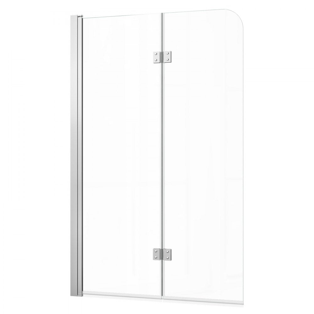 VEVOR Bathtub Shower Door 47" W x 55" H Semi-Frameless Bi-Fold Tub Door, 1/4" Clear Tempered Glass, Easy-Clean Nano Coating, 180° Folding, Adjustable Sealing Strip, for Home Bathroom Tub, Silver