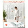 VEVOR Bathtub Shower Door 27.5"/47"W x 55"H Semi-Frameless Bi-Fold Tub Door, 1/4" Clear Tempered Glass, Easy-Clean Nano Coating, 180° Folding, 1 Fixed and 2 Foldable Panels, for Bathroom Tub, Silver