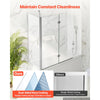 VEVOR Bathtub Shower Door 27.5"/47"W x 55"H Semi-Frameless Bi-Fold Tub Door, 1/4" Clear Tempered Glass, Easy-Clean Nano Coating, 180° Folding, 1 Fixed and 2 Foldable Panels, for Bathroom Tub, Silver