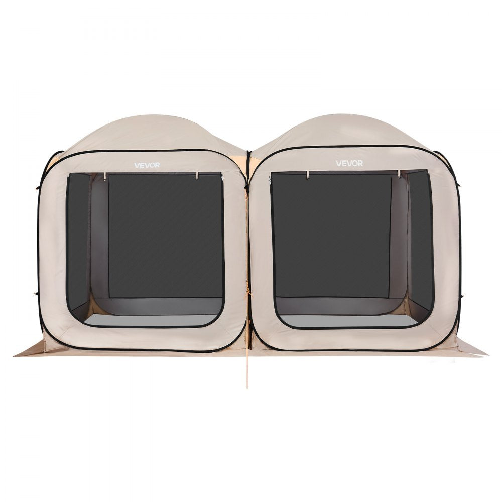 VEVOR Screen House Tent, 12 x 6 ft, 2 in 1 Pop Up Screen Tent, Portable Screened in Canopy with Carry Bag, Netting Sides, Ground Stakes, for Garden, Patio, Backyard, and Outdoor Activities, Beige