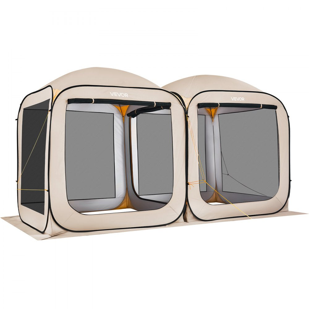 VEVOR Screen House Tent, 12 x 6 ft, 2 in 1 Pop Up Screen Tent, Portable Screened in Canopy with Carry Bag, Netting Sides, Ground Stakes, for Garden, Patio, Backyard, and Outdoor Activities, Beige