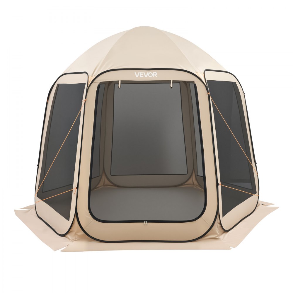 VEVOR Screen House Tent, 10 x 9.2 ft, 4-8 Person Pop Up Screen Tent, Portable Screened in Canopy with Carry Bag, Netting Sides, Ground Stakes, for Garden, Patio, Backyard, Outdoor Activities, Beige